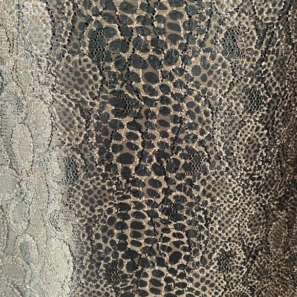 RARE FIND Ramy Brook Dress Moda Foil Snake Lace Lined Bell Sleeves Zipper Back - Picture 6 of 10